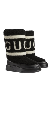 Gucci fur snow boots black