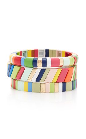 Set-Of-Three Fruit Stripe Enamel Bracelets by Roxanne Assoulin | Moda Operandi