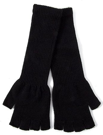 Gravity Threads Long 11" Knit Warm Fingerless Gloves, Khaki at Amazon Women’s Clothing store