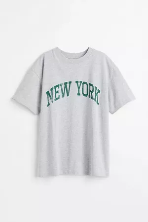 Printed T-shirt - Light gray melange/New York - Ladies | H&M CA