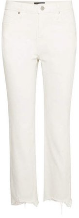 Luke Frayed High-rise Straight-leg Jeans - White