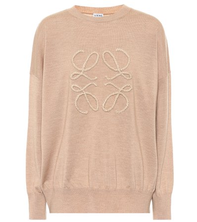 Loewe - Embroidered wool sweater | Mytheresa