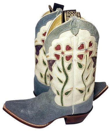 justin boots Blue & White Flower Inlay Cowgirl Women's - Búsqueda de Google