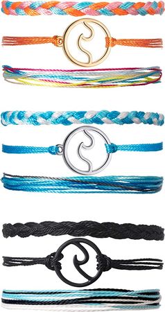 Amazon.com: Chuangdi 3 Sets Wave Bracelet Braided Rope Bracelet Set Adjustable Friendship Bohemian Handmade Bracelet Waterproof for Women Men (Black, Blue, Orange): Clothing, Shoes & Jewelry