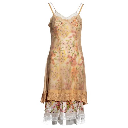 Christian Dior by John Galliano floral silk double-layered slip dress, ss 2005 For Sale at 1stDibs