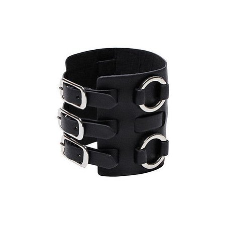 Black Buckle Leather Wrist Cuff