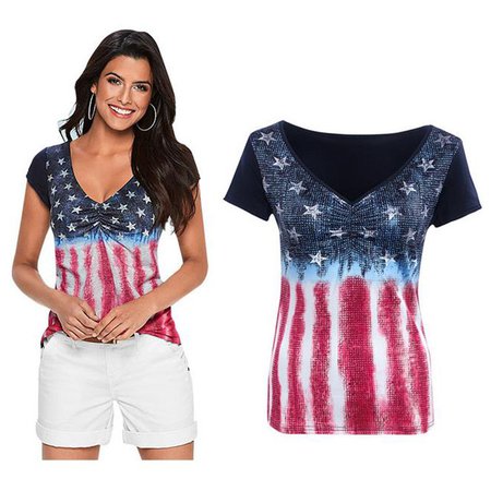 US Flag T Shirts Women 2016 Fashion Flag Star Print T Shirt Women V Neck Sexy Summer Tee Tops Causal Slim Lady Tee Shirts Femme-in T-Shirts from Women's Clothing & Accessories on Aliexpress.com | Alibaba Group