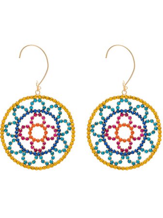 AREA crochet-effect gold-tone crystal earrings