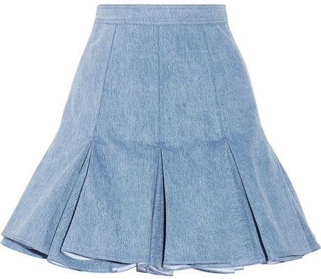 Balmain Pleated denim mini skirt