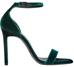 Saint Laurent Green Amber 105 Malakite Velvet Ankle Strap Sandal Heel Pumps Size EU 40 (Approx. US 10) Regular (M, B) - Tradesy