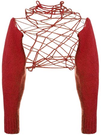 Deconstructed Sweater Crop Top Red 1 (Dei5 edit)