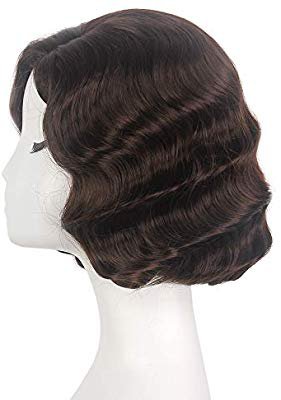 STfantasy Bob Retro Wig for Women Finger Waves Flapper Wigs Short Curly Brown Hair Costume Party Cosplay Halloween Daily 14 Inches: Amazon.com.au: Beauty
