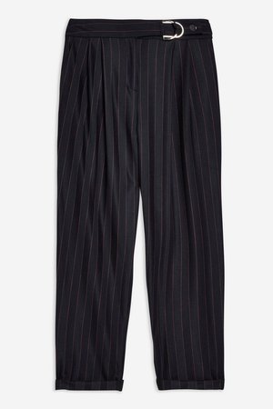 Pinstripe D-Ring Trousers - Topshop USA