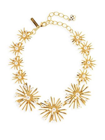 Shop Oscar de la Renta Classic Swarovski Crystal Pearl Starburst Necklace | Saks Fifth Avenue