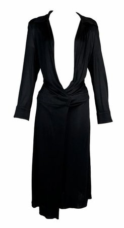 S/S 2000 Gucci Tom Ford Runway Plunging Open Chest Black Dress | My Haute Wardrobe