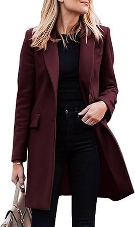 chouyatou Women's Casual Business Blazer Jacket Single Breasted Long Sleeve Office Work Jacket Coat at Amazon Women’s Clothing store