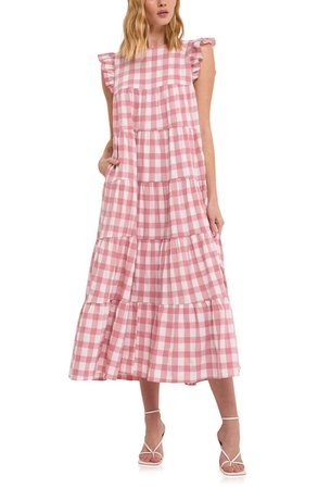 English Factory Gingham Tiered Maxi Dress | Nordstrom