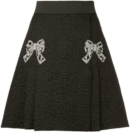 bow applique jacquard skirt