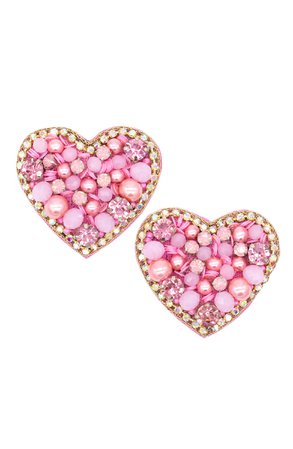 Allie Beads Heart Cluster Stud Earrings