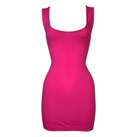 S/S 1993 Gianni Versace Hot Pink Bodycon Mini Dress For Sale at 1stDibs