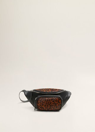 Leopard leather bum bag - Women | MANGO USA