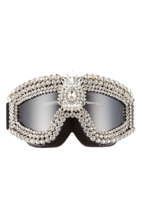 rad + refined crystal embellished snow goggles in black acc