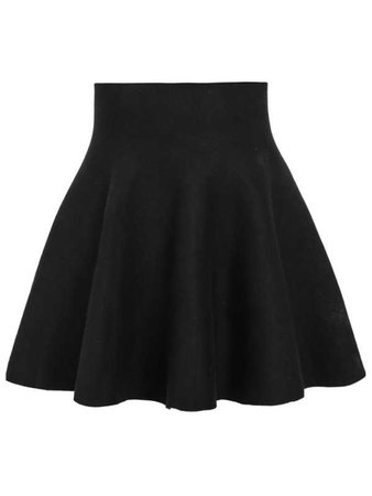 black flared mini skirt