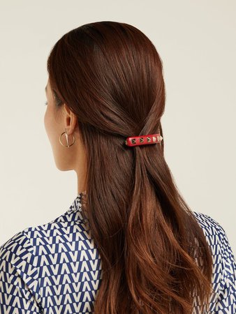 Rockstud leather hair clip | Valentino | MATCHESFASHION.COM