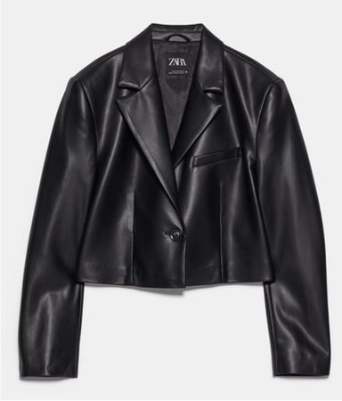 ZARA faux leather cropped blazer