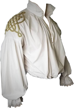White Peasant Blouse with Gold Embroidery