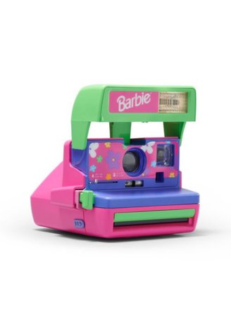 colorful Barbie camera neon 90s 80s fun png filler pink green
