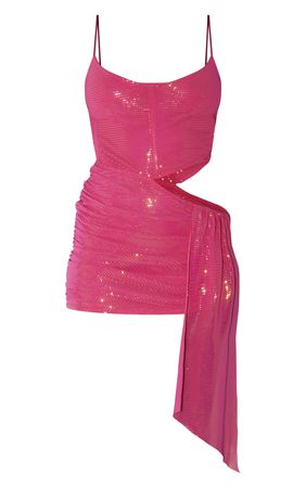 Pink Glitter Corset Cut Out Drape Bodycon Dress | PrettyLittleThing AUS
