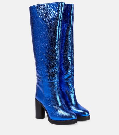 Lylene Metallic Leather Knee High Boots in Blue - Isabel Marant | Mytheresa