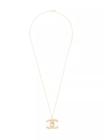 Chanel Vintage CC logo turnlock pendant necklace