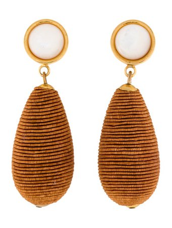 Lizzie Fortunato Mother of Pearl & Cord Terracotta Drop Earrings - Earrings - WL020875 | The RealReal