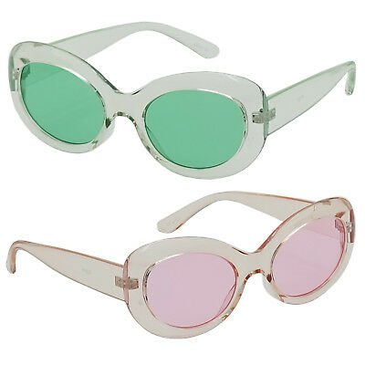 White Bold Retro Oval Mod Thick Frame Sunglasses Clout Goggles Kurt Cobain Glass | eBay