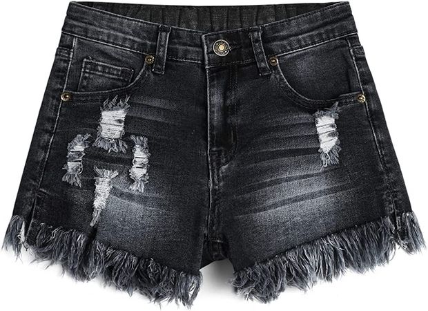 Amazon.com: Arshiner Girls Denim Shorts for Girls Frayed Distressed Short Cute Jean Black: Clothing, Shoes & Jewelry