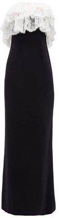 Lace Ruffle Column Dress - Womens - Black White
