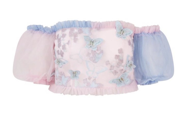 pink and blue butterfly top