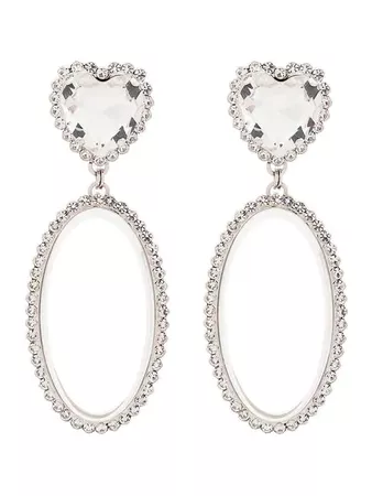 Alessandra Rich Oval Heart Crystal Earrings - Farfetch