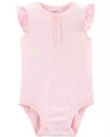 Baby Girl Striped Flutter-Sleeve Bodysuit | Carters.com