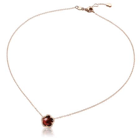 18k Rose Gold Je T'aime Necklace with Red Garnet and Diamonds, Pasquale Bruni