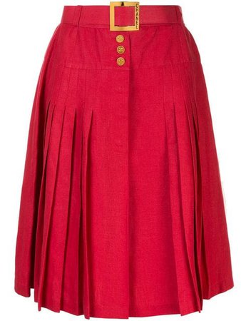 Chanel Vintage Belted Button Pleated Skirt - Farfetch