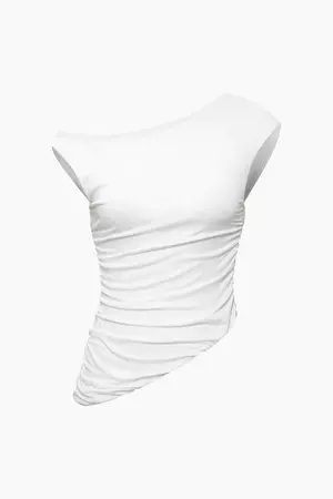 Asymmteirc Ruched T-Shrit – Micas