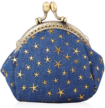 Amazon.com: Oyachic Five-Pointed Star Coin Purse Denim Change Pouch Wallets Buckle with Kisslock Clasp Coin Holder Clutch Handbags for Women Ladies (Navy blue) : Clothing, Shoes & Jewelry