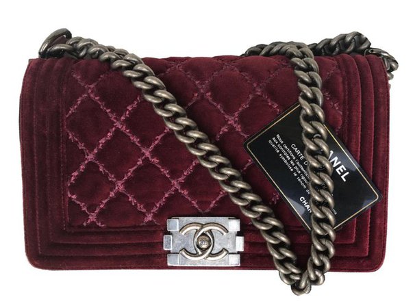 Chanel Boy Medium Velvet Handbags Velvet Other ref.77037 - Joli Closet