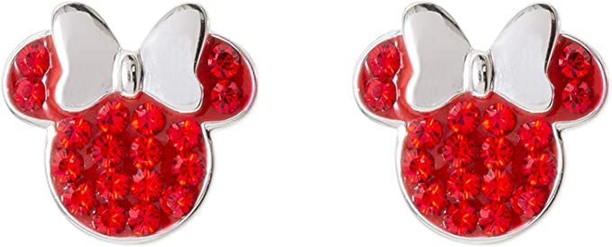 Amazon.com: Disney Minnie Mouse Birthstone Jewelry for Women, Sterling Silver Pave Crystal Stud Earrings , July: Clothing, Shoes & Jewelry
