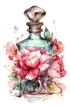 Art, bottle, flowers