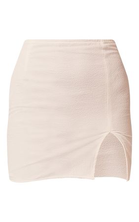 White Textured Woven Split Leg Mini Skirt | PrettyLittleThing CA