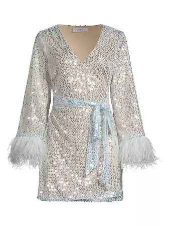Shop Likely Bridges Sequin & Feather Minidress | Saks Fifth Avenue